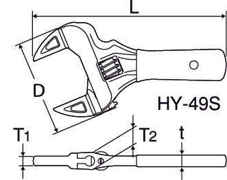 トップ工業　ショートエコワイド（薄型軽量ワイドモンキレンチ）　【品番：HY-49S】