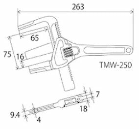 【メール便対応】トップ工業　たて型モーターレンチ　【品番：TMW-250】