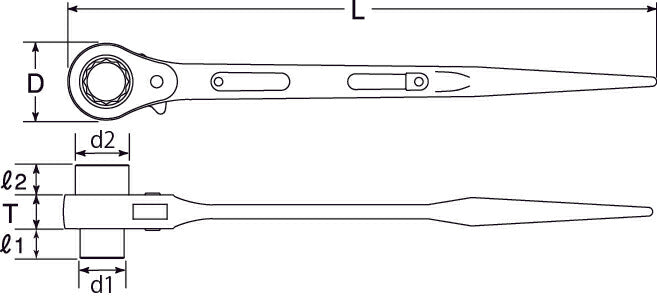トップ工業　両口ラチェットレンチ（シノ付）　【品番：RM-14×17】