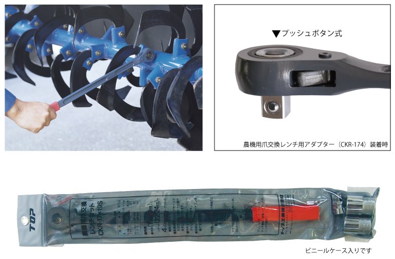 トップ工業　農機用爪交換レンチセット　【品番：CKR-17×195】