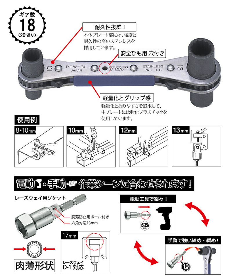 トップ工業　レースウェイ用ソケット付ラクラッチ　【品番：PRW-3LS】