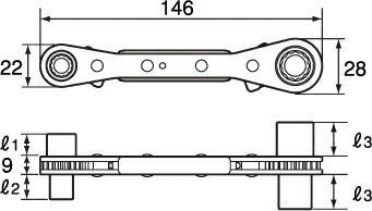 トップ工業　ラクラッチ（ロング4サイズ板ラチェットレンチ）　【品番：PRW-3L】