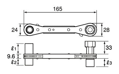 トップ工業　スライドラッチ（スライドロング4サイズ板ラチェットレンチ）　【品番：PRW-4L】