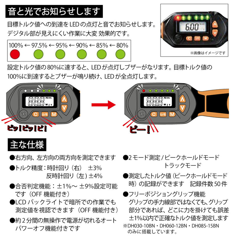 トップ工業　モンキ形デジタルトルクレンチ　【品番：DH085-15BN】