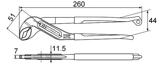 トップ工業　三枚合せ電設プライヤ　【品番：EF3-250】