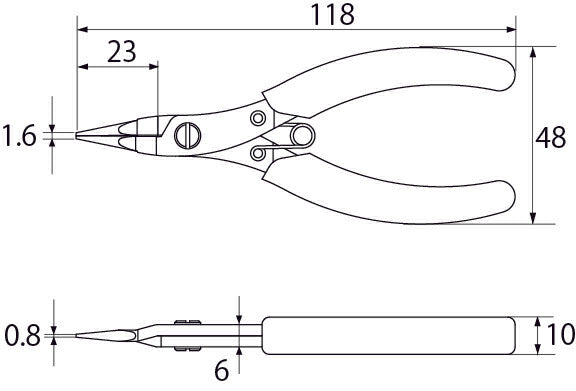 トップ工業　ラウンドノーズプライヤ　【品番：RN-100】