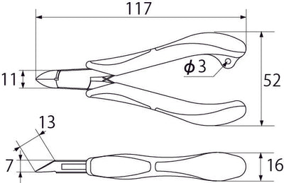 トップ工業　三枚合せニッパ　【品番：NI3-120】