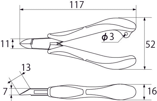 トップ工業　三枚合せニッパ　【品番：NI3-120】