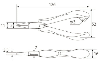 トップ工業　三枚合せフラットノーズプライヤ　【品番：FN3-130】