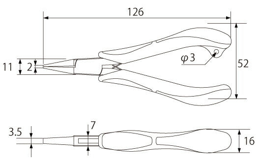 トップ工業　三枚合せフラットノーズプライヤ　【品番：FN3-130】