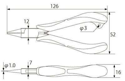 トップ工業　三枚合せラウンドノーズプライヤ　【品番：RN3-130】
