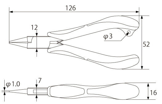 トップ工業　三枚合せラウンドノーズプライヤ　【品番：RN3-130】