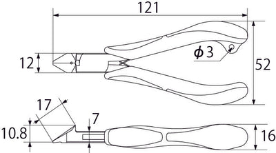 トップ工業　三枚合せ斜ニッパ　【品番：ND3-120】