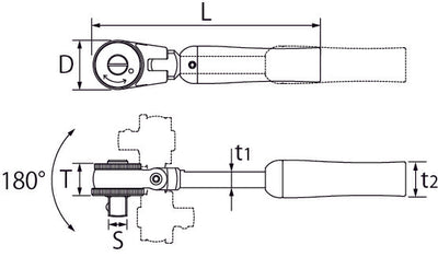 トップ工業　首振り伸縮ラチェットハンドル（差込角9.5mm）【品番：SR-3】