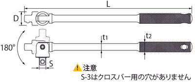 トップ工業　スピンナハンドル（差込角9.5mm）　【品番：S-3】