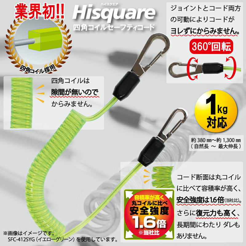 トップ工業 四角コイルセーフティコード Hisquare （ステンレス