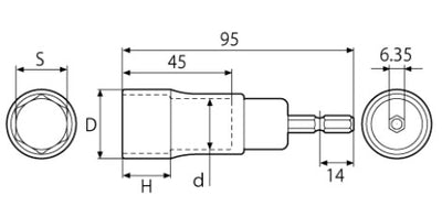 トップ工業　電動ドリル用 α アルファ ソケット　【品番：EDX-19】