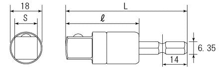トップ工業　電動ドリル用 α アルファ ソケットアダプター （ボール止めタイプ）　【品番：ESA-4DX】