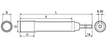 トップ工業　電動ドリル用 12角ソケット ロングタイプ　【品番：ESS-21L】