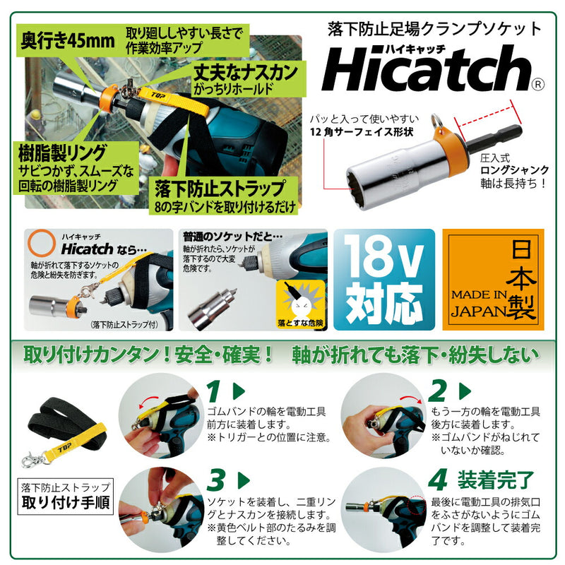 トップ工業　電動ドリル用 落下防止足場クランプソケット Hicatch　【品番：ERB-17C】