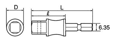 トップ工業　電動ドリル用 インパクト ソケットアダプター（Oリング・ピン止めタイプ）　【品番：FNA-4D】