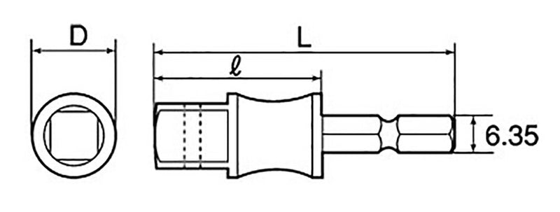 トップ工業　電動ドリル用 インパクト ソケットアダプター（Oリング・ピン止めタイプ）　【品番：FNA-4D】