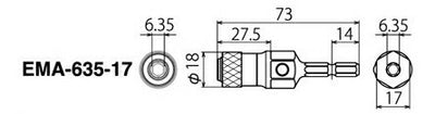 トップ工業　電動ドリル用 （インパクト対応） マルチビットアダプター　【品番：EMA-635-17】