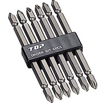 トップ工業　電動ドリル用 ドライバビット6本組セット（硬さH）（マグネット付）　【品番：DB2-11006】