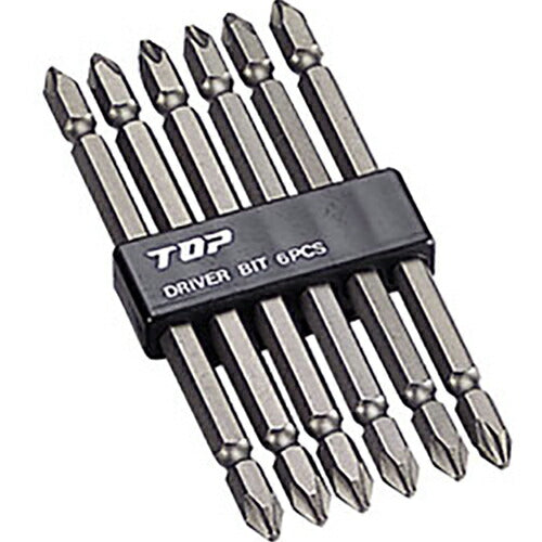 トップ工業　電動ドリル用 ドライバビット6本組セット（硬さH）（マグネット付）　【品番：DB2-11006】