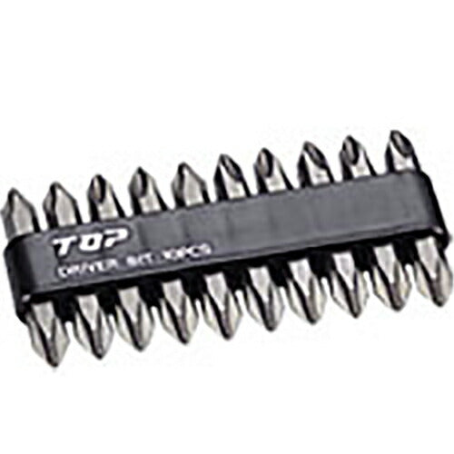トップ工業　電動ドリル用 ドライバビット10本組セット（硬さH）（マグネット付）　【品番：DB2-4510】