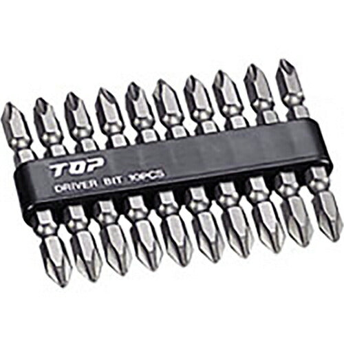 トップ工業　電動ドリル用 ドライバビット10本組セット（硬さH）（マグネット付）　【品番：DB2-6510】