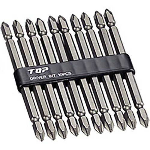 トップ工業　電動ドリル用 ドライバビット10本組セット（硬さH）（マグネット付）　【品番：DB2-11010】