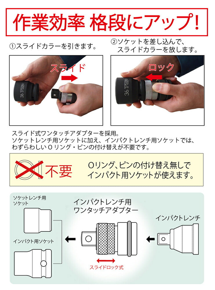 トップ工業　インパクトレンチ用 ワンタッチアダプター 　【品番：EPA-4】