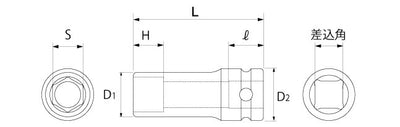 トップ工業　インパクト用 ディープソケット 差込角12.7mm　【品番：PT-409L】