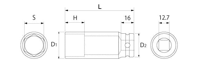 トップ工業　超ロングインパクトソケット 差込角12.7mm　【品番：PT-424SL】