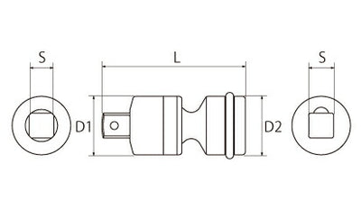 トップ工業　インパクト用ユニバーサルジョイント 差込角9.5mm　【品番：PUN-3】