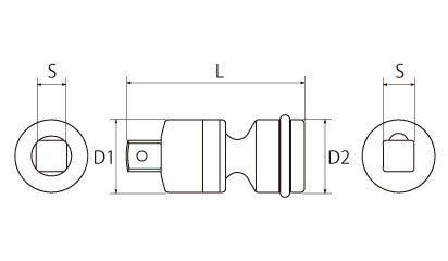 トップ工業　インパクト用ユニバーサルジョイント 差込角9.5mm　【品番：PUN-3】