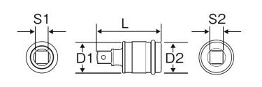 トップ工業　インパクト用ユニバーサルジョイント ショートタイプ 差込角12.7mm　【品番：PUN-4S】