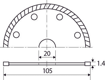 トップ工業　ダイヤモンドホイール タイル名人 乾式　【品番：TDT-105】