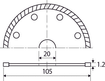 トップ工業　塩ビ管用ダイヤモンドホイール 乾式　【品番：TDE-105】