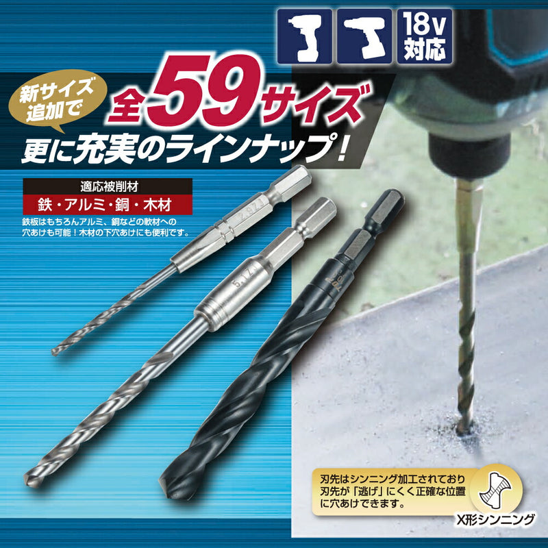 トップ工業　電動ドリル用六角シャンク 鉄工ドリル　【品番：ETD-8.5】