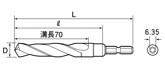 トップ工業　電動ドリル用六角シャンク コバルトドリル （チタンコーティング）　【品番：EOD-13.0G】