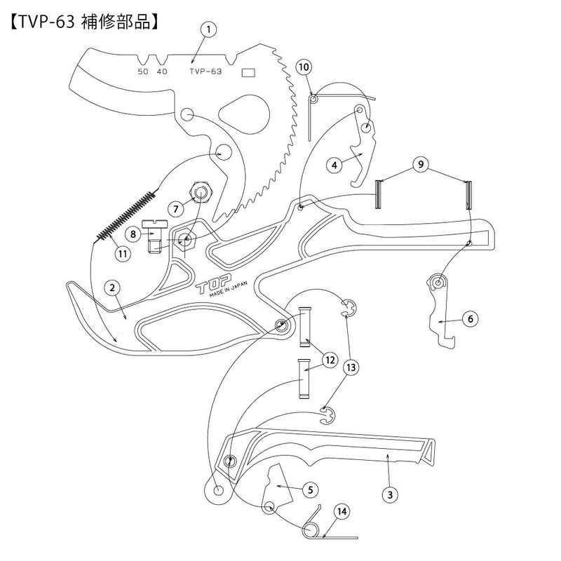 トップ工業　エンビパイプカッター（替刃）　【品番：TVP-63K】