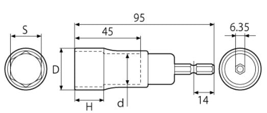 トップ工業　電動ドリル用 α アルファ ソケット （18Vインパクト対応）　【品番：EDX-8】