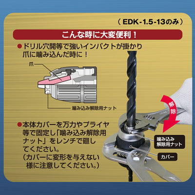 トップ工業　電動ドリル用キーレスドリルチャック　【品番：EDK-1.5-13】