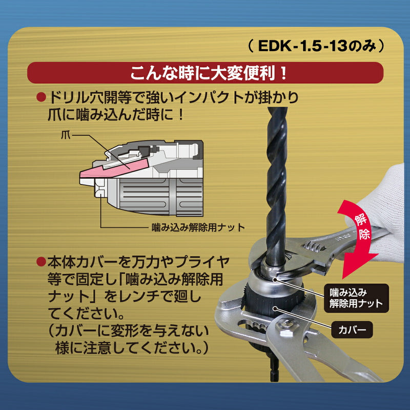 トップ工業　電動ドリル用キーレスドリルチャック　【品番：EDK-1.5-13】