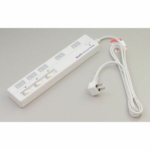 朝日電器（ELPA）　耐雷サージ スイッチ付タップ 5個口　ホワイト　【品番：WLS-5015B（W）】