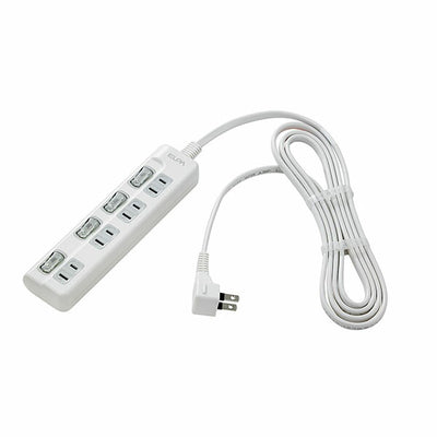 朝日電器（ELPA）　LEDランプ スイッチ付タップ（上挿し） 4個口　ホワイト　【品番：WLS-LU42EB（W）】