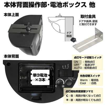 朝日電器（ELPA）　もてなしのあかり LED 明暗人感センサーライト ドア用　【品番：HLH-2206】