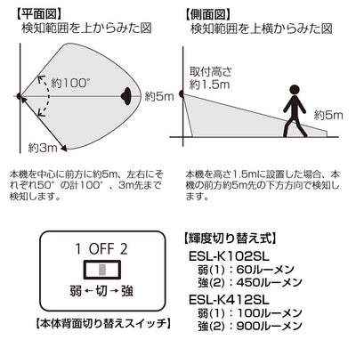 朝日電器（ELPA）　LEDセンサーウォールライト　【品番：ESL-K412SL】